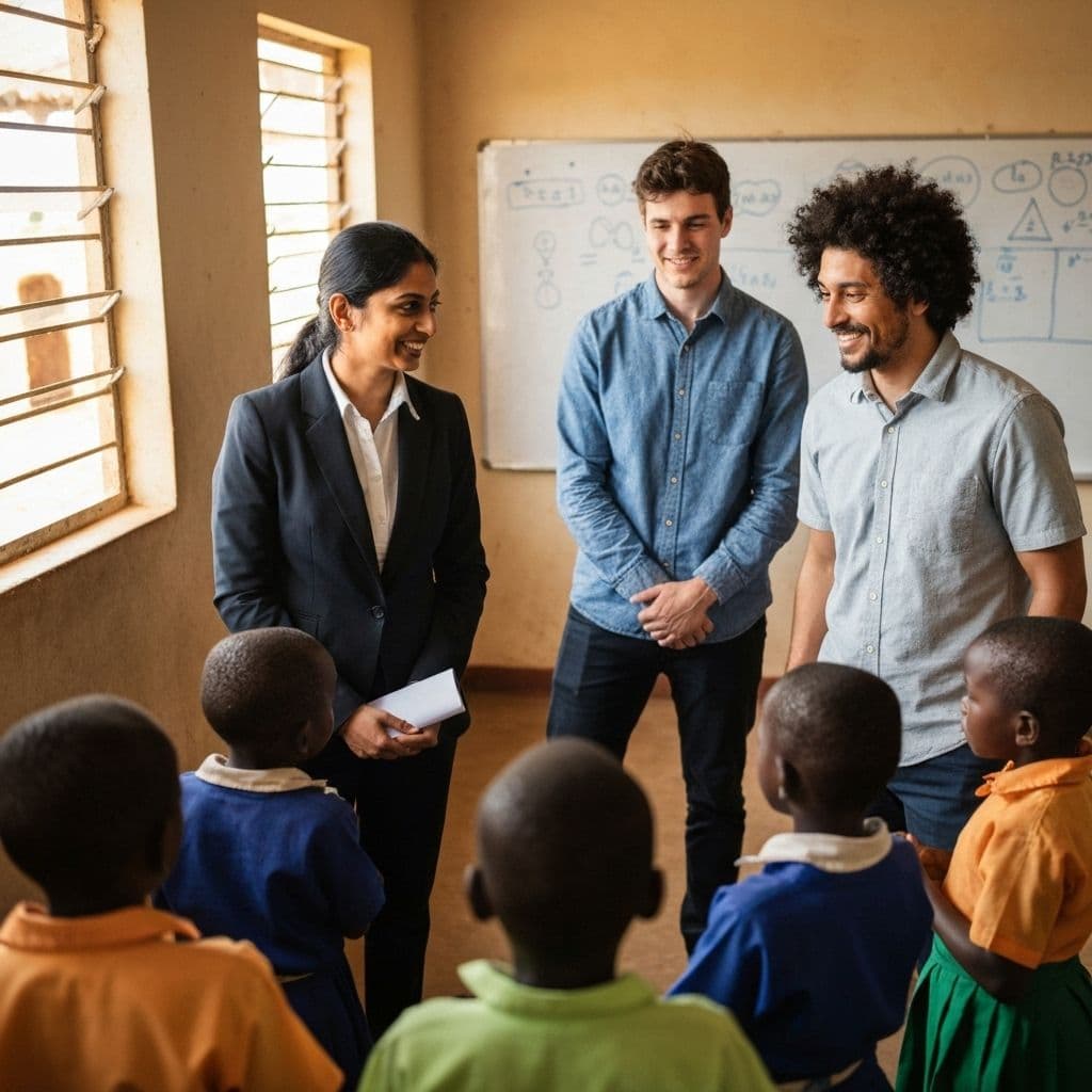 Corporate partners engaging with a school STEM programme in Africa