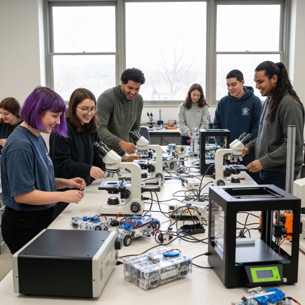 Ghanaian students collaborating during a school robotics club session