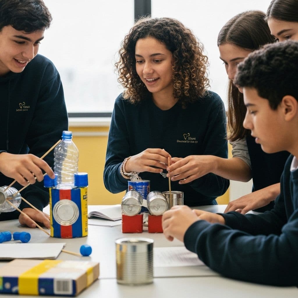 African students using local materials to solve a community design challenge
